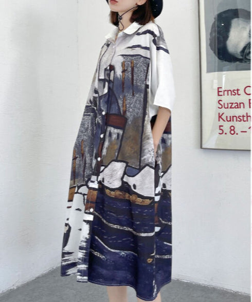 Abstract Cityscape Art Shirt Dress
